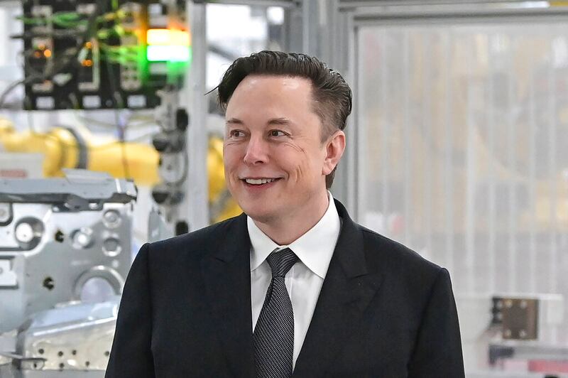 Tesla CEO Elon Musk attends the opening of the Tesla factory.