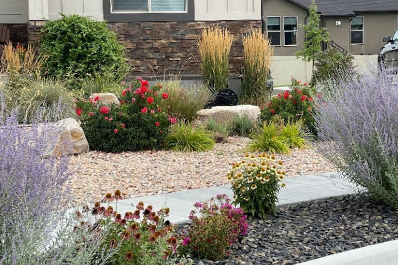 Frank and Melissa Mendez’s newly xeriscaped yard at their home in Murray. Their yard was named winner of the Murray City Beautification Award earlier this year.