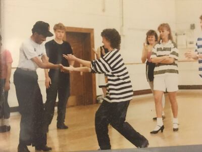 Janet Gray working with her tap mentor, Eddie Brown.