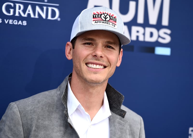Granger Smith arrives at the 54th annual Academy of Country Music Awards at the MGM Grand Garden Arena on Sunday, April 7, 2019, in Las Vegas.