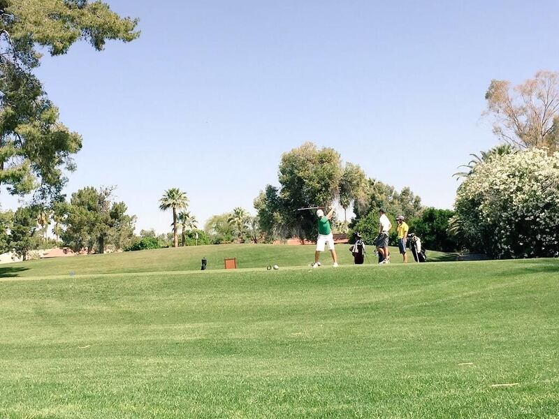Freshman Blair Bursey tees off at Wigwam Golf Club on Tuesday in round two of the WAC Golf Championship.