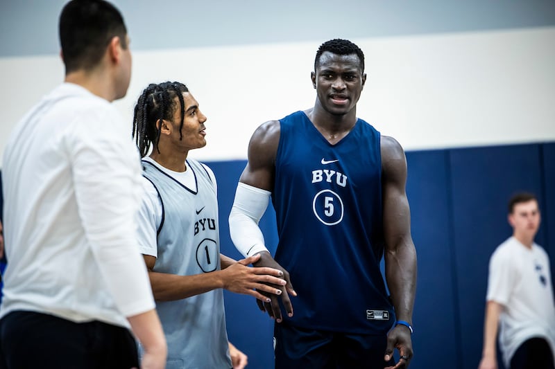 Former Utah Ute Keba Keita, participates in a summer workout at the Marriott Center Annex in Provo on June 6, 2024.