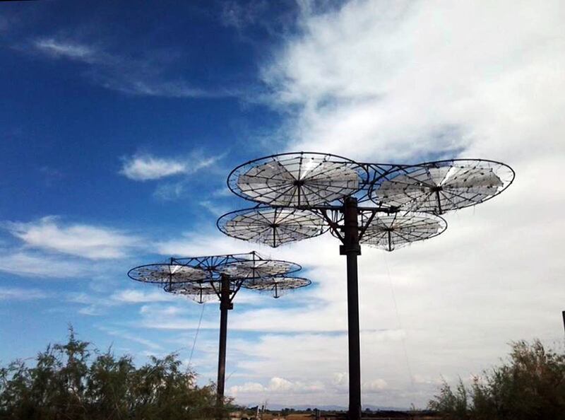 This solar "tree" is one of several that were built west of Delta in Millard County that are part of solar project under action by the U.S. Department of Justice. Federal authorities say the International Automated Systems/RaPower3 "solar lenses" deprived