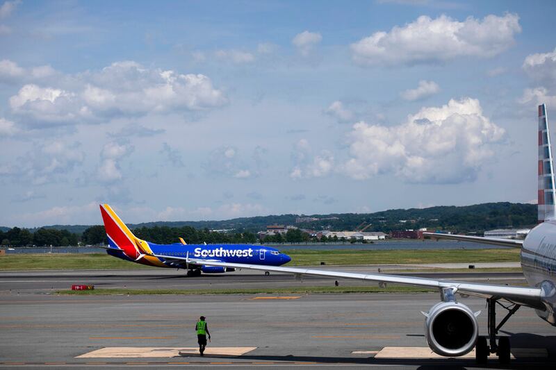 A Southwest Airlines aircraft at Ronald Reagan Washington National Airport.
