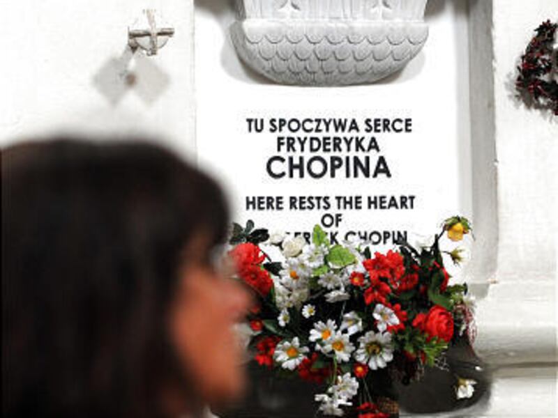 Composer Frederic Chopin's heart rests in the Church of the Holy Cross, in Warsaw. Researchers wanted to see if he died from cystic fibrosis.