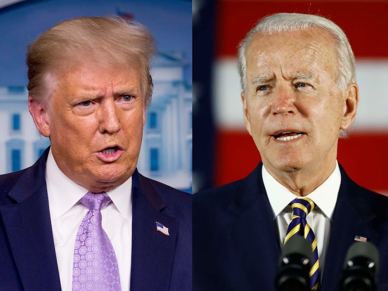 Then President Donald Trump and President-elect Joe Biden in this composite photo.