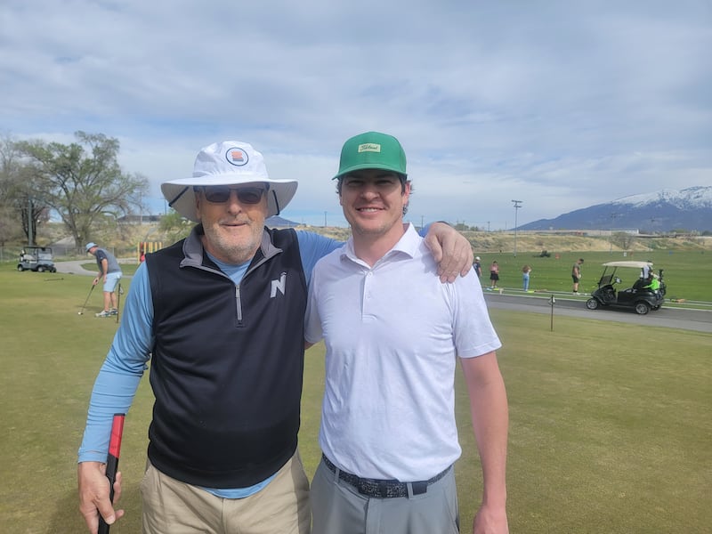 Former BYU athletic director Val Hale, and son Brandon at Fox Hollow Golf Club.