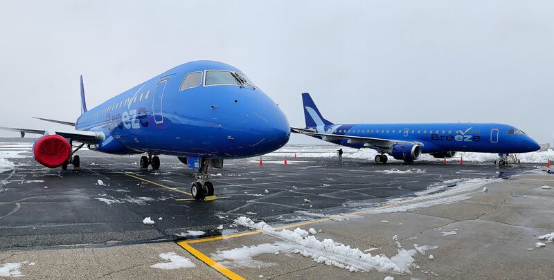 Utah native David Neeleman’s new Breeze airlines airplanes are pictured.