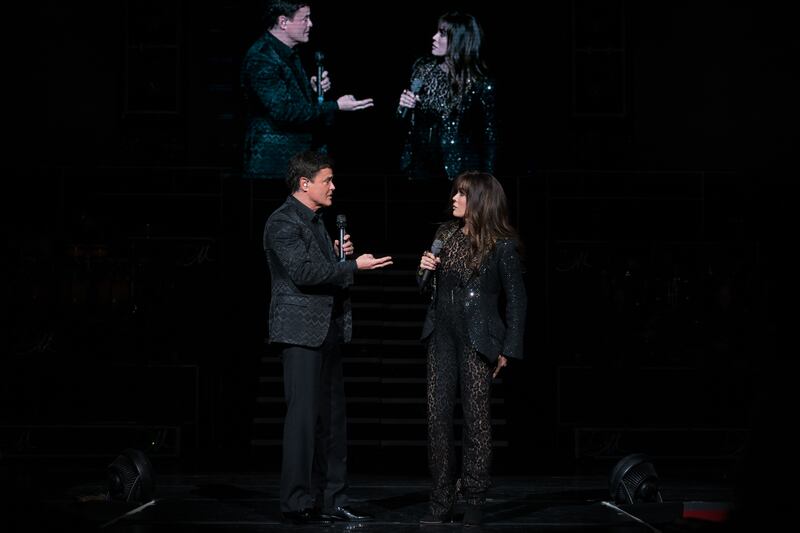 Donny Osmond and his sister Marie Osmond perform in their long-running show at the Flamingo Hotel in Las Vegas.