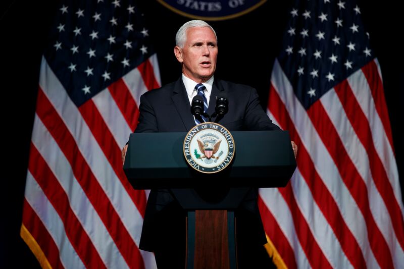 Vice President Mike Pence speaks during an event on the creation of a United States Space Force, Thursday, Aug. 9, 2018, at the Pentagon.
