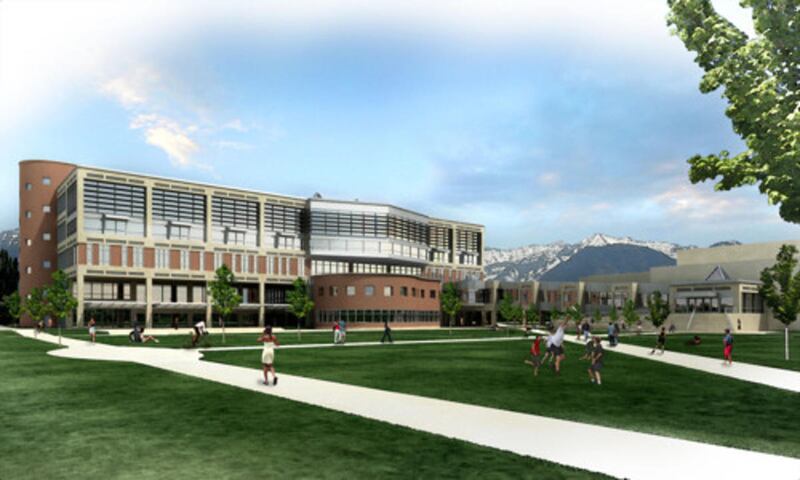 As Utah Valley University celebrates its 75th anniversary, the Woodbury Art Museum invites students, alumni, neighbors and friends to view pieces of its history. This is an old rendering of the Digital Learning Center.