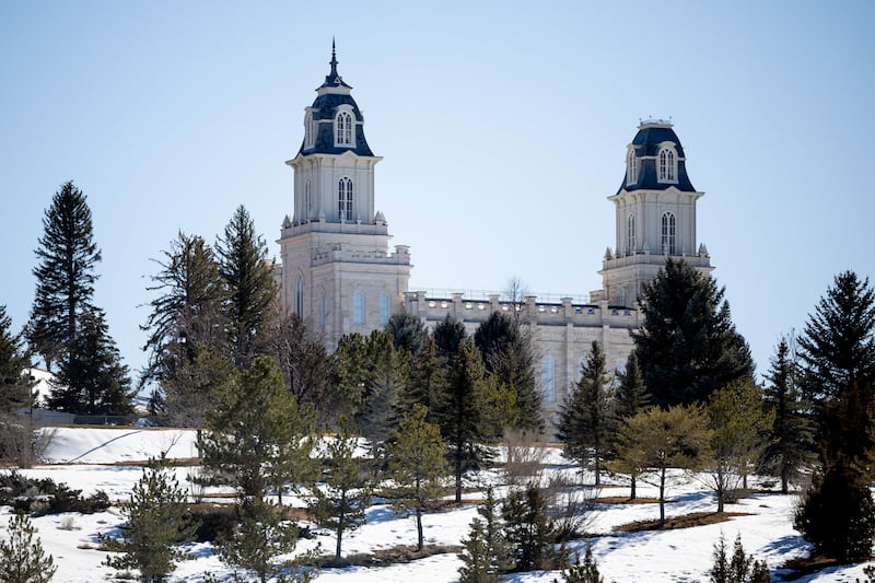 The Manti Utah Temple of The Church of Jesus Christ of Latter-day Saints, which is closed for renovation.