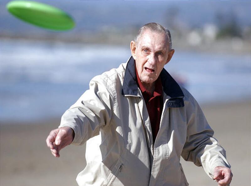 Utahn Walter Morrison tries out Frisbee in 2006.