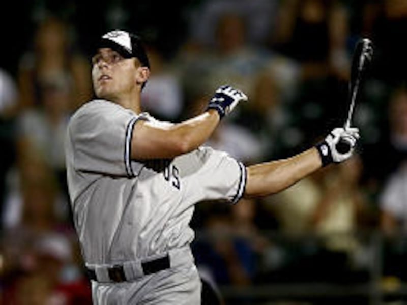 Former Mountain View star Mitch Jones, shown taking a cut as a Columbus Clipper, now plays for the Nippon Ham Fighters.
