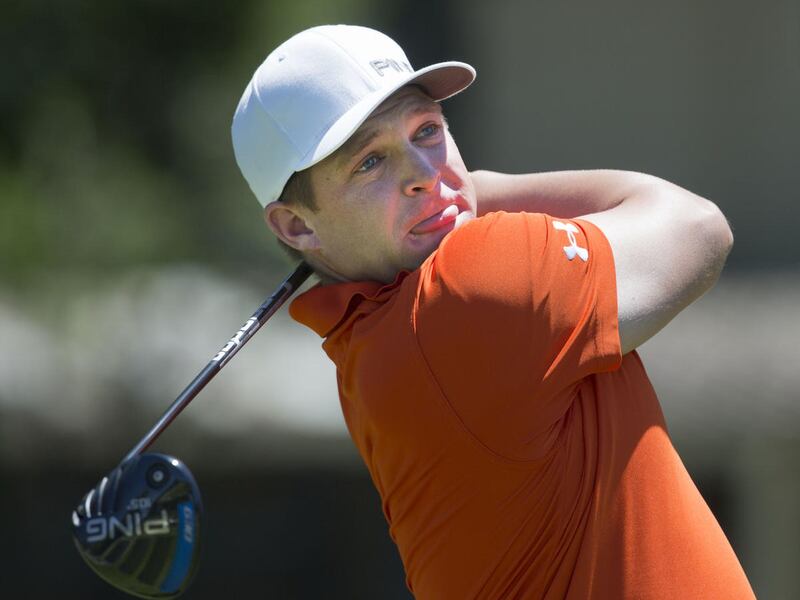 Professional golfer, Daniel Summerhays tees-off during a scramble Saturday, June 13, 2015, at Nibley Park Golf Course in Salt Lake City. Daniel played with his son Jack and Tony Finau played with Grace Summerhays, daughter of Boyd Summerhays.