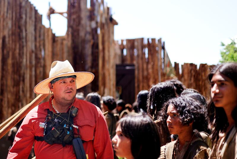 First assistant director Jason Allred works on the final filming season of production of the Book of Mormon videos.