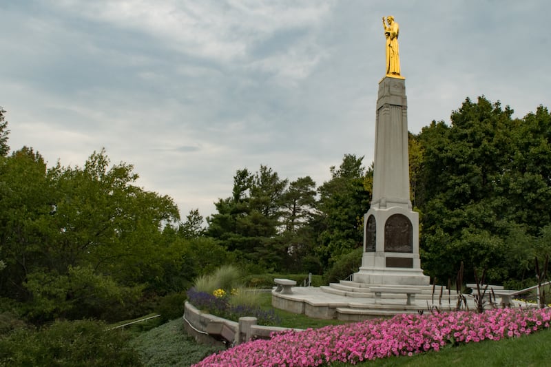 The Hill Cumorah monument in Manchester, New York.