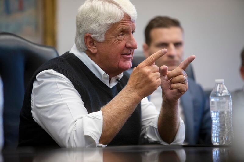 Rep. Rob Bishop talks with the Deseret News and KSL editorial boards in Salt Lake City in July 2019.