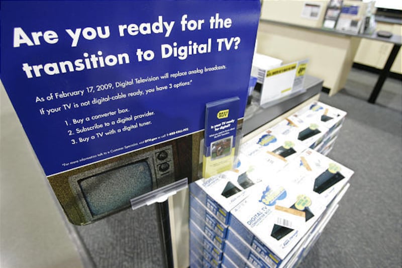 Digital TV converter boxes are available at a Best Buy in Mountain View, Calif., but $40 coupons ran out last fall.