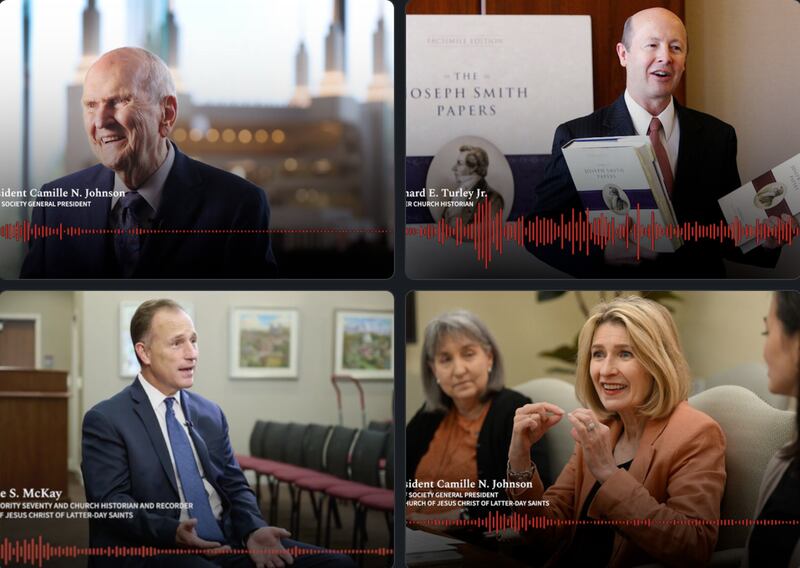 A collage of episodes of the Church News podcast in 2024.