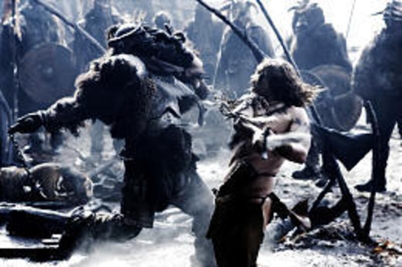 Ghost, played by Karl Urban, strikes a fatal blow to a Viking warrior in "Pathfinder."