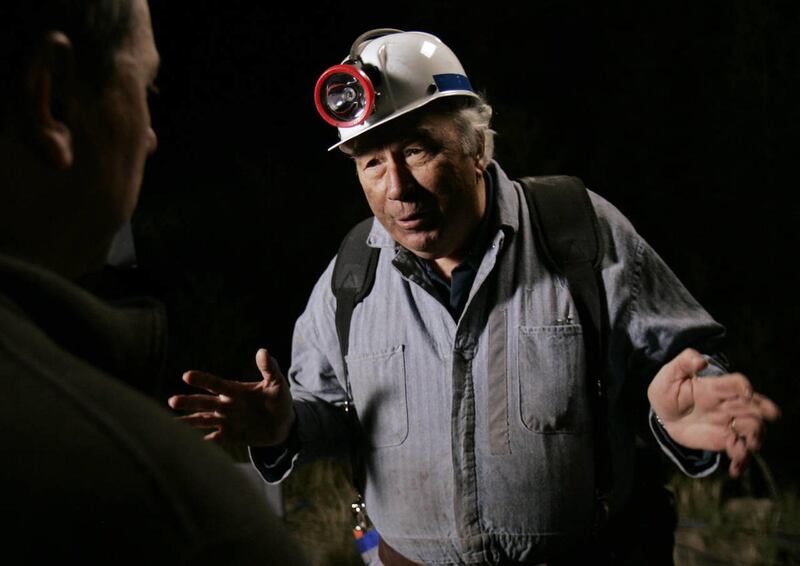 Robert Murray, founder and chairman of Cleveland-based Murray Energy Corp, is interviewed while wearing his mine outfit early Saturday morning, Aug. 11, 2007, at the entrance to the Crandall Canyon Mine northwest of Huntington, Utah. Murray Energy Corp. c