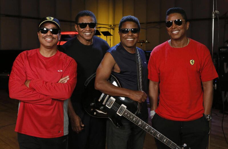 FILE - This June 12, 2012 file photo shows, from left, Marlon Jackson, Jackie Jackson, Tito Jackson and Jermaine Jackson during a rehearsal in Burbank, Calif. Nearly three years after Michael Jackson died while staging his comeback, four of his brothers