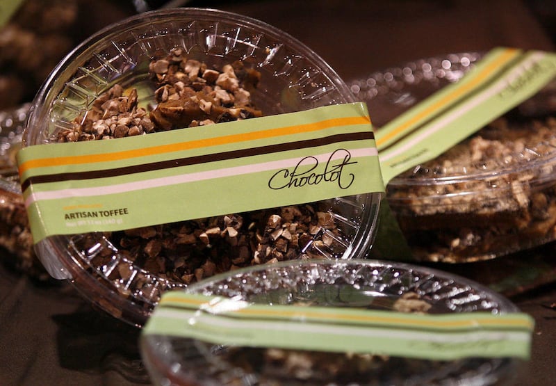 Ruth Kendrick's award-winning Chocolot Artisan Toffee. Chocolot Artisan Toffee is one of the sponsors at the A Shot of Chocolate event.
