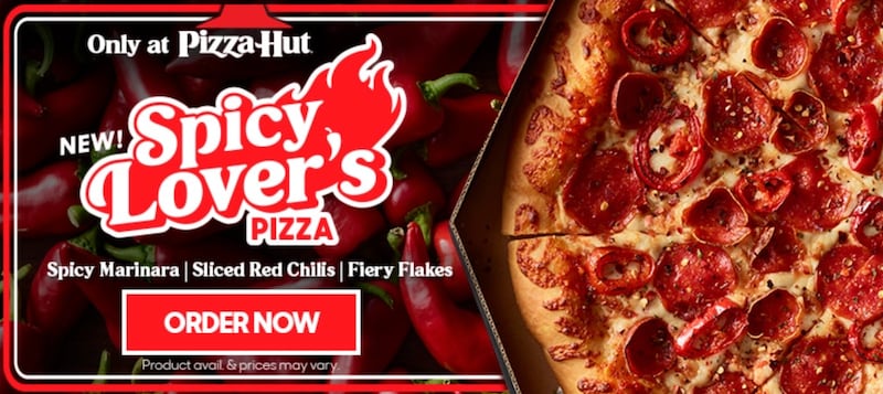 Pizza Hut’s new “Spicy Lover’s Pizza.”