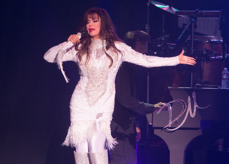 Marie Osmond performs in concert with her brother Donny at the Santander Arena on Tuesday, Aug. 22, 2017, in Reading, Pa.