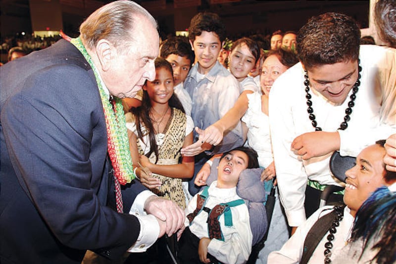 President Thomas S. Monson, left, is known for his concern for the well-being of others.