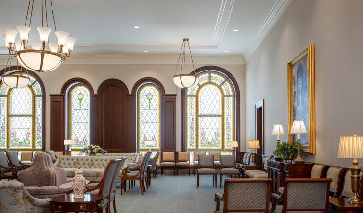 A waiting area in the Deseret Peak Utah Temple.