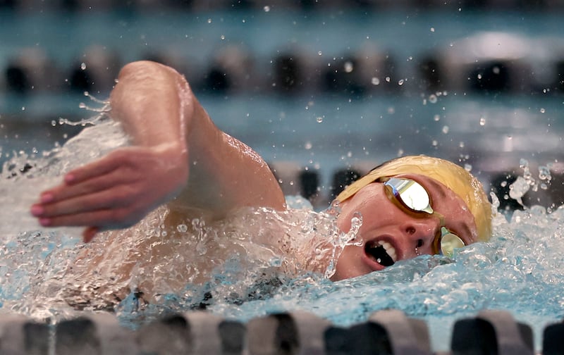 Lone Peak’s Haylee Tiffany competes in the 6A state swimming state championships at BYU in Provo on Saturday, Feb. 18 2023.