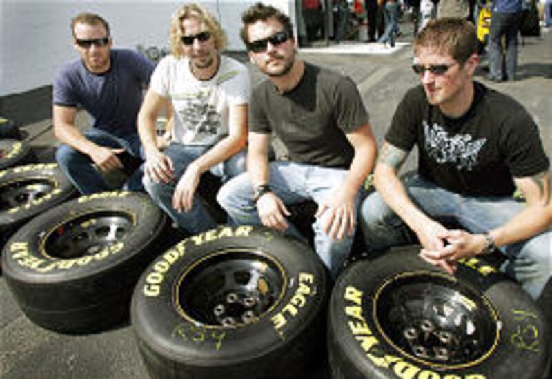 Nickelback’s Mike Kroeger, left, Chad Kroeger, Ryan Peake and Daniel Adair in Richmond, Va.