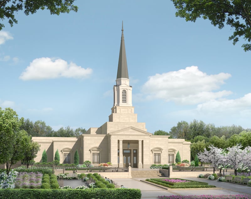 The exterior rendering of the Cincinnati Ohio Temple.