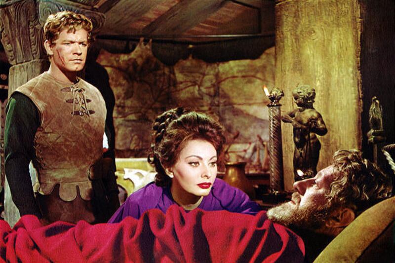 Stephen Boyd, left, Sophia Loren and Alec Guinness star in "The Fall of the Roman Empire."