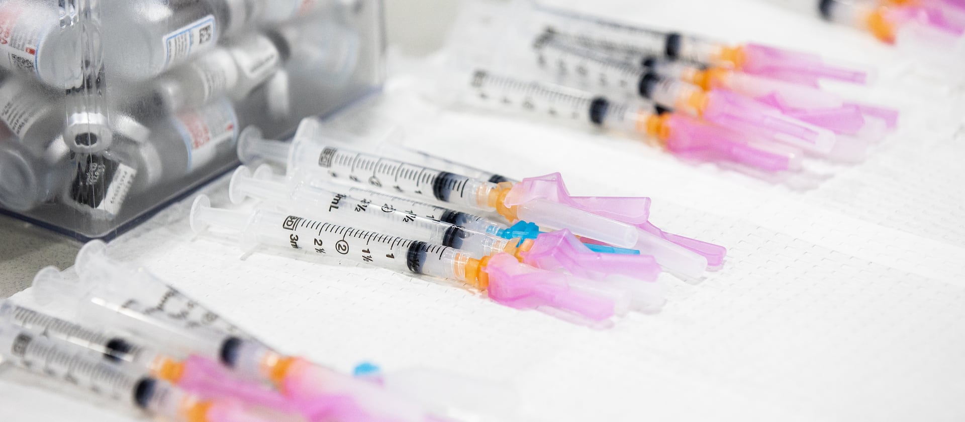 Doses of the Moderna COVID-19 vaccine are prepared at the Mountain America Expo Center in Sandy on Thursday, April 22, 2021.
