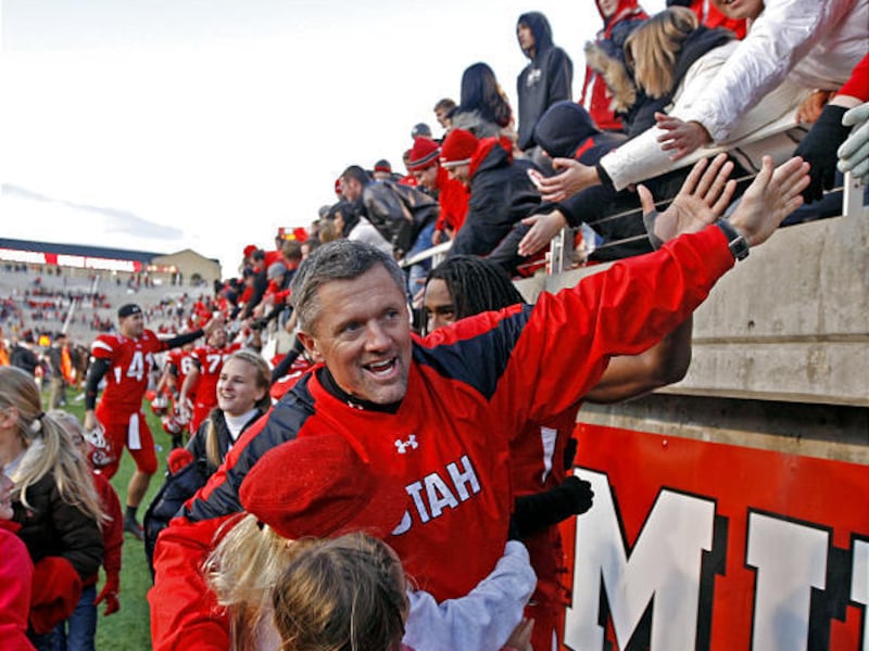 Utah coach Kyle Whittingham as the University of Utah defeats San Diego State University 38-7 as they play MWC football Saturday, Nov. 21, 2009, in Salt Lake City.