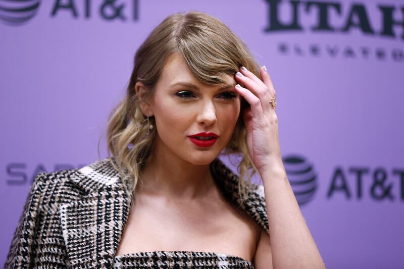 Taylor Swift arrives for the Sundance Film Festival premiere of her Netflix documentary “Miss Americana” at the Eccles Theatre in Park City on Thursday, Jan. 23, 2020.