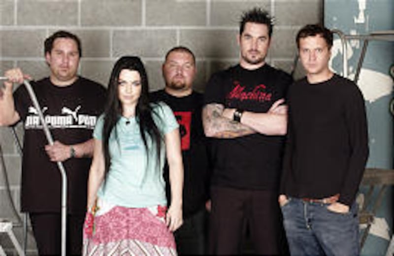 Evanescence is, from left, Terry Balsamo, Amy Lee, Rocky Gray, John LeCompt and Tim McCord.
