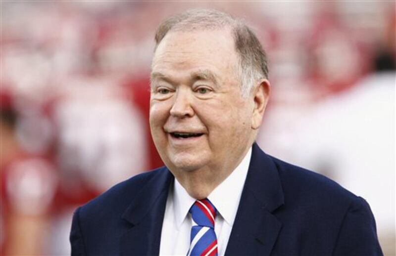 Oklahoma president David Boren looks on before an NCAA college football game between Missouri and Oklahoma in Norman, Okla., Saturday, Sept. 24, 2011.