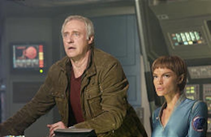 Brent Spiner, seen with Jolene Blalock, guest stars as Dr. Arik Soong.