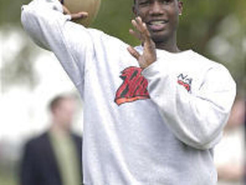 Adrian McPherson throws during a practice for the Indiana Firebirds in Orlando, Fla.