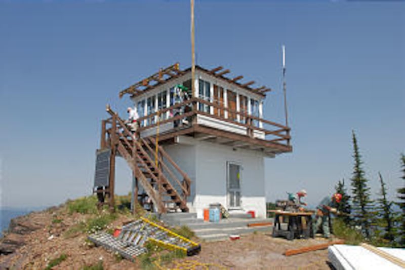 High above the Coeur d'Alene River drainage, Little Guard Peak fire lookout undergoes improvements.