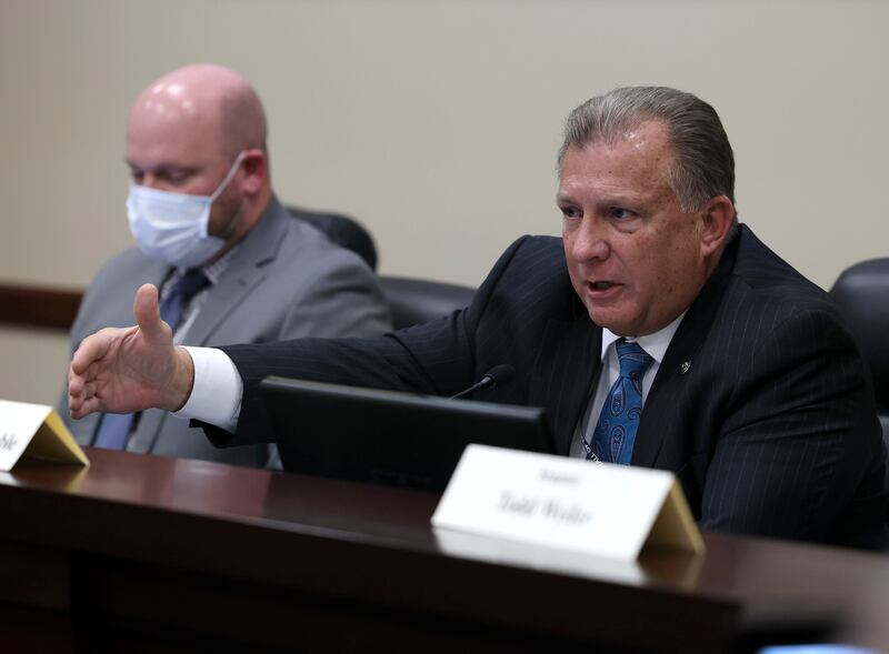 Sen. Curtis Bramble, R-Provo, speaks during a Senate Business and Labor Committee meeting