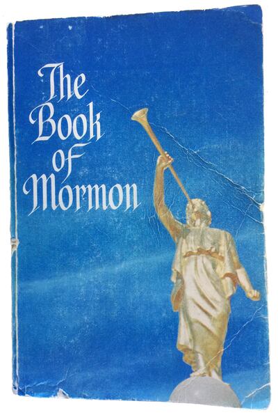 The light blue copy of the Book of Mormon was once in the possession of Elvis Presley.