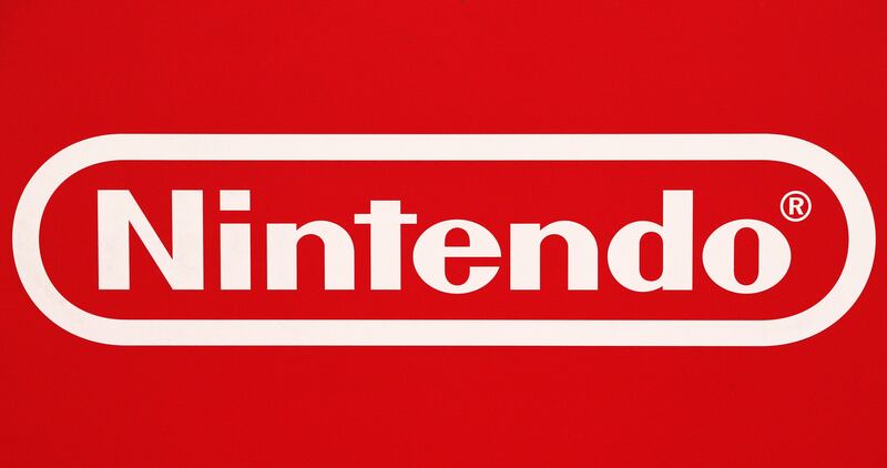 The logo of video game company Nintendo is pictured at the Paris games week in Paris, Saturday, Nov. 4, 2017.