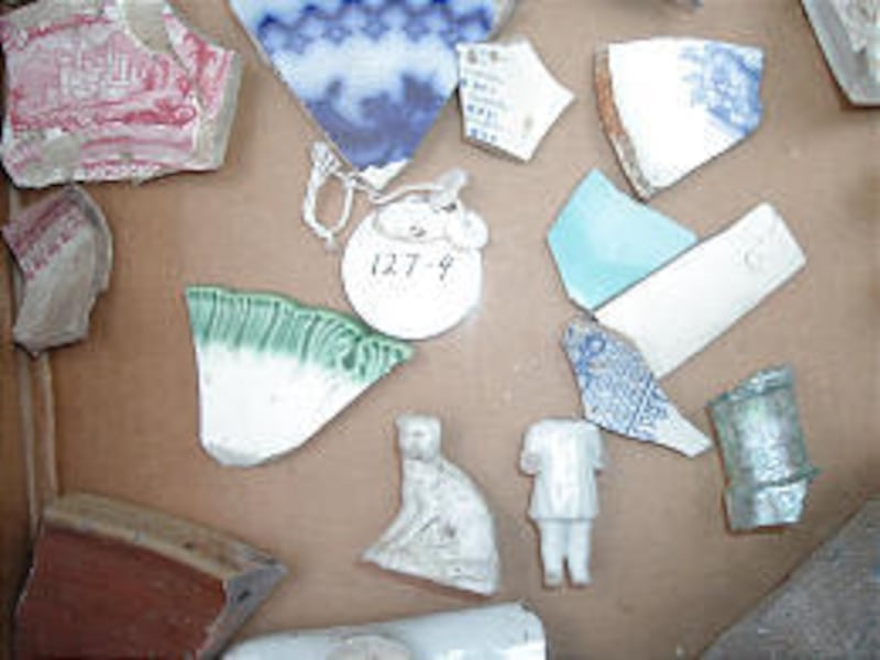 Ceramic fragments from archaeological excavations in the 1960s at sites of old Mormon homes and buildings in Nauvoo, Ill. The artifacts were neglected for years.