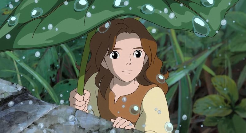 In this image released by Disney, the character Arrietty, voiced by Bridgit Mender, is shown in a scene from the animated feature, "The Secret World of Arrietty."