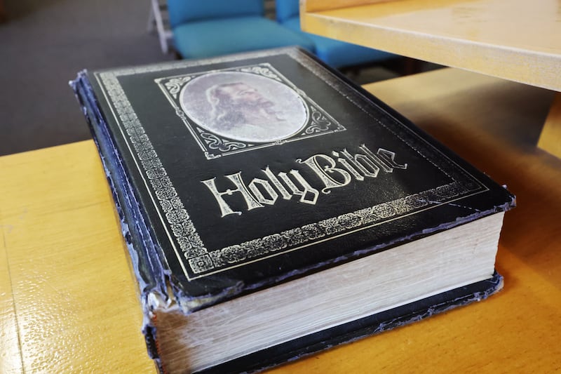 A Bible sits on a podium in Draper on Aug. 15, 2022.